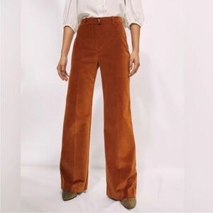 Wilfred Aritzia Burnt Orange Cognac Francesca Velvet Pants Size 4
